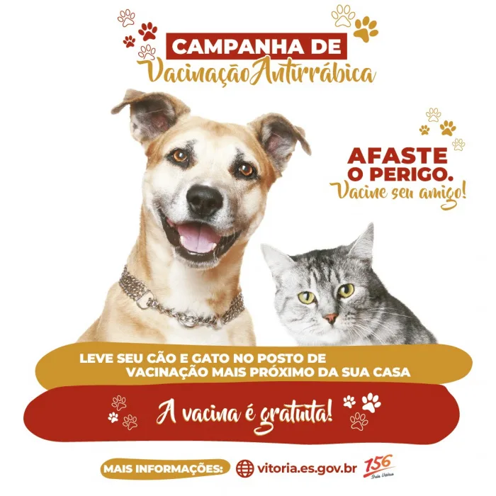 Vitória vacina 8.734 cães e gatos no segundo dia da campanha antirrábica