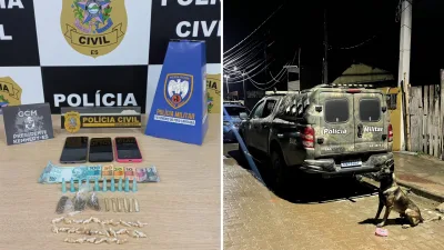 Drogas, dinheiro e celulares apreendidos pela Polícia Civil em Presidente Kennedy