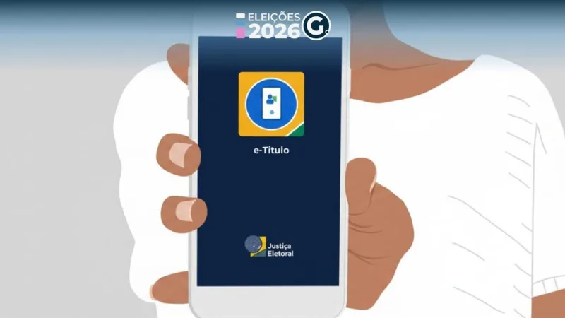 Celular exibindo o aplicativo e-Título para as eleições de 2026