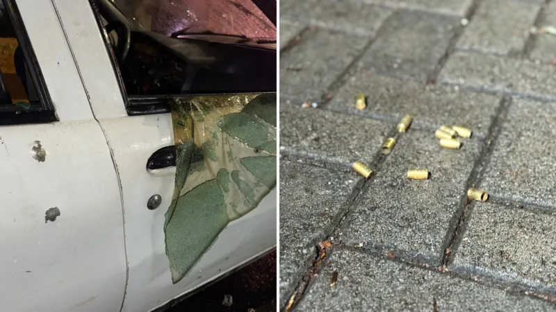 Ataque a tiros deixa carro destruído e cápsulas espalhadas pela rua em São Conrado, em Cariacica