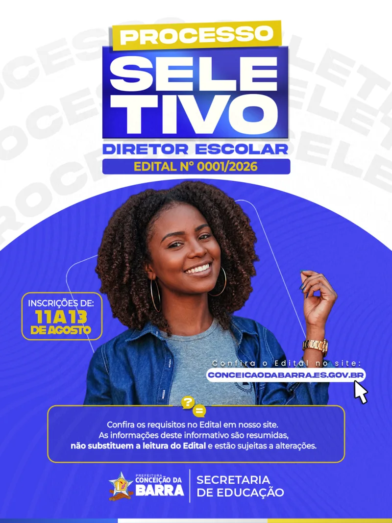 Conceição da Barra seleciona diretores para 11 escolas municipais