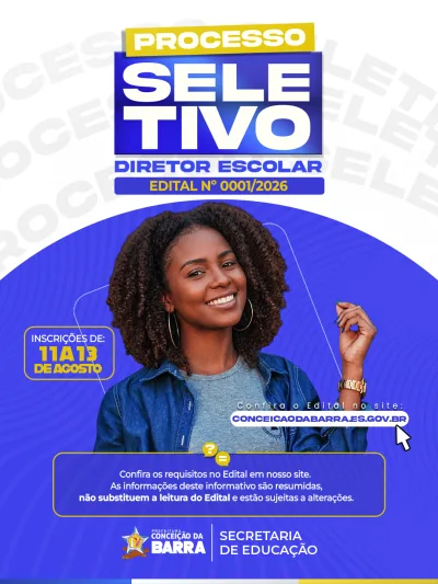 Conceição da Barra seleciona diretores para 11 escolas municipais