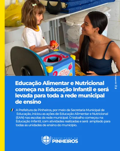 Pinheiros amplia educação alimentar e nutricional para toda a rede municipal